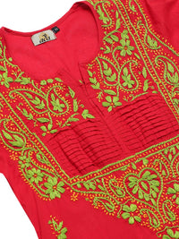 Ada Women's Cotton Top Hand Embroidered Lucknowi Chikankari Tunic Kurti