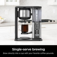 Ninja Specialty Coffee Maker, Hot & Iced Coffee, 6 Brew Styles, 8 Sizes, Small Cup to Travel Mug, 10-Cup Carafe, Fold-Away Frother, Permanent Filter, Removable Reservoir, Black, CM401 10 cup - Stainless Steel