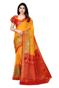 Winza Designer Women's Chiffon Brasso Floral Printed Saree with Blouse Piece