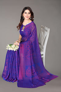 Winza Designer Women's Chiffon Brasso Printed Saree with Blouse Piece (WDP Brasso Malini W)