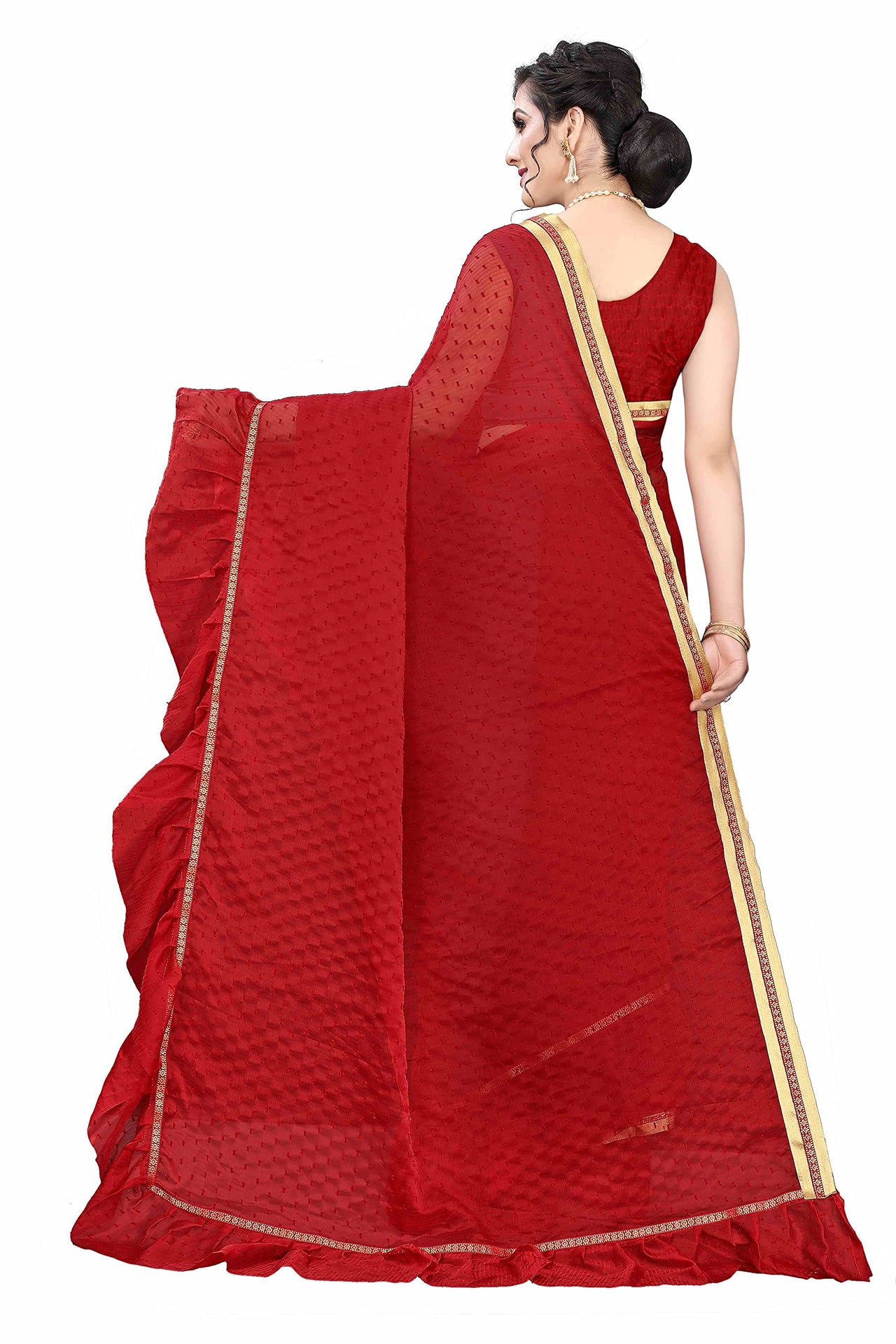 Anjaneya Sarees Women's Georgette Saree With Blouse Piece