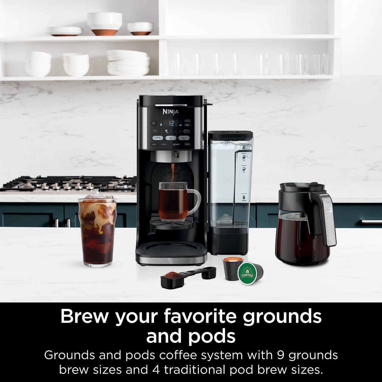 Ninja Drip Coffee Maker With K Cup Combo, DualBrew Pro Specialty Coffee System, Coffee Machine Compatible with K-Cup Pods, 12 Cup Single Serve Coffee Makers with Paper Filter, CFP301 Frother + Paper Filter