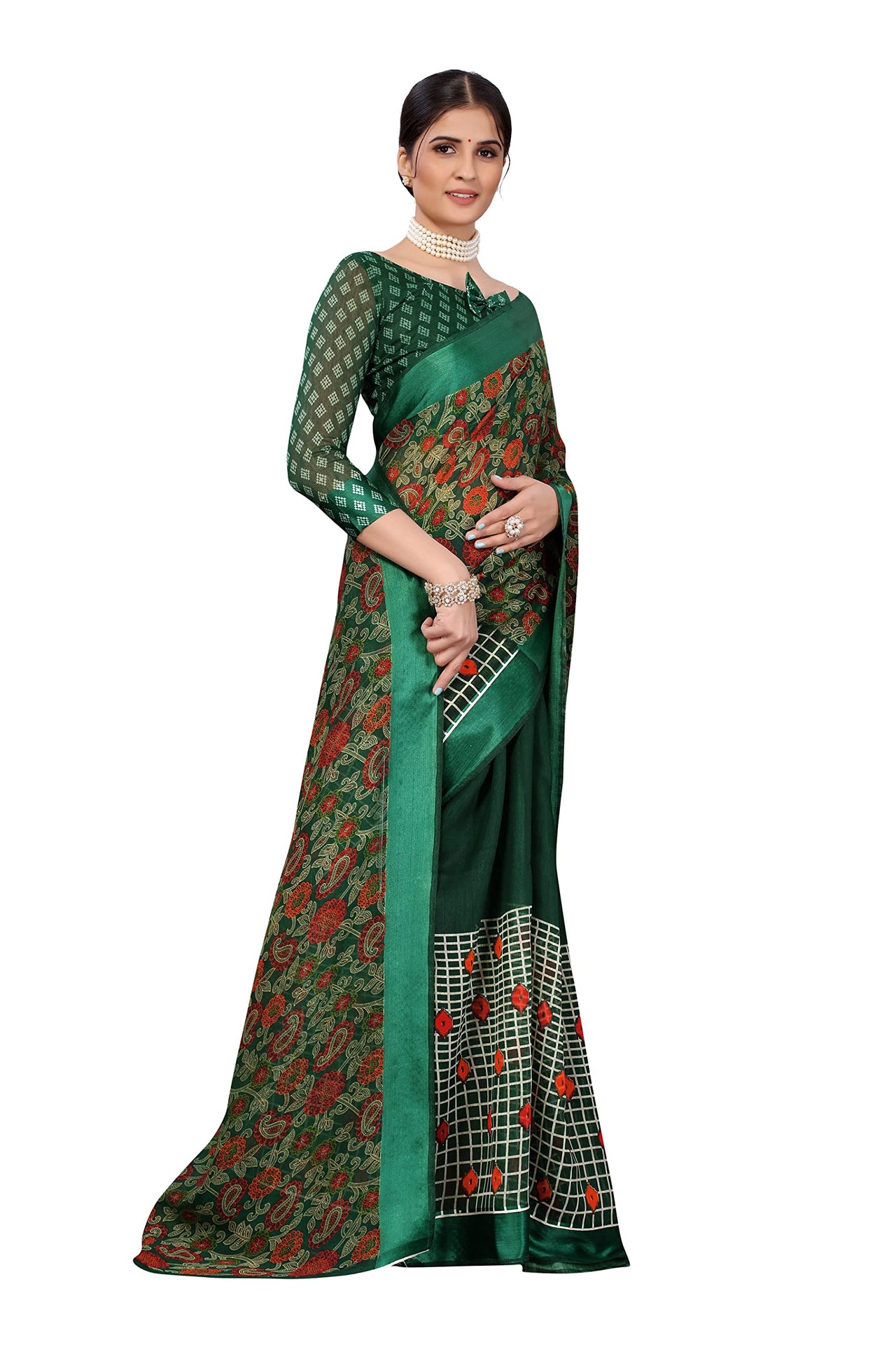 Yashika Women's Linen Saree Maroon
