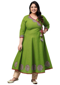 Yash Gallery Women's Cotton Angrakha Kurta