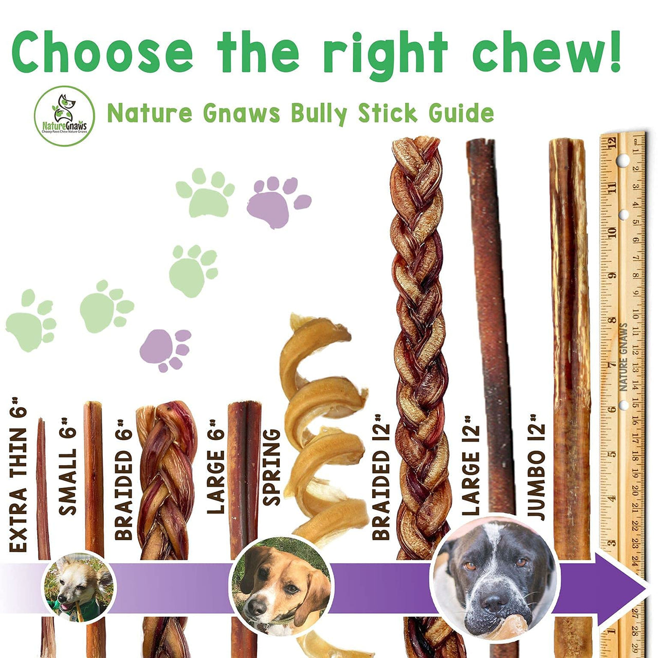 Nature Gnaws Bully Sticks for Large Dogs - Premium Natural Beef Dental Bones - Thick Long Lasting Dog Chew Treats for Aggressive Chewers - Rawhide Free 1 Count (Pack of 1)