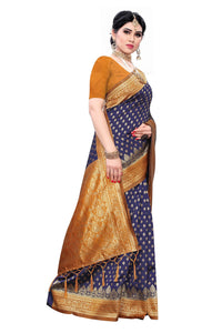 AKHILAM Women's Banarasi silk woven Design Saree with Unstitched Blouse Piece(GNG220_QL_Parent)