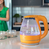 OVENTE Glass Electric Kettle Hot Water Boiler 1.5 Liter Borosilicate Glass Fast Boiling Countertop Heater - BPA Free Auto Shut Off Instant Water Heater Kettle for Coffee & Tea Maker - Purple KG83P