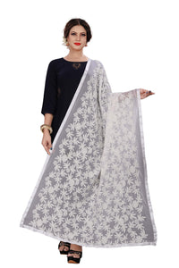 AKSHAR LLC Miss India Women's Chiffon Dupatta With Karachi Embroidery Work