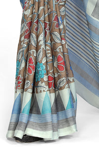 MIRCHI FASHION Women's Stylish Chiffon Floral and Geometric Printed Saree with Blouse Piece