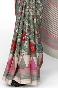 MIRCHI FASHION Women's Stylish Chiffon Floral and Geometric Printed Saree with Blouse Piece