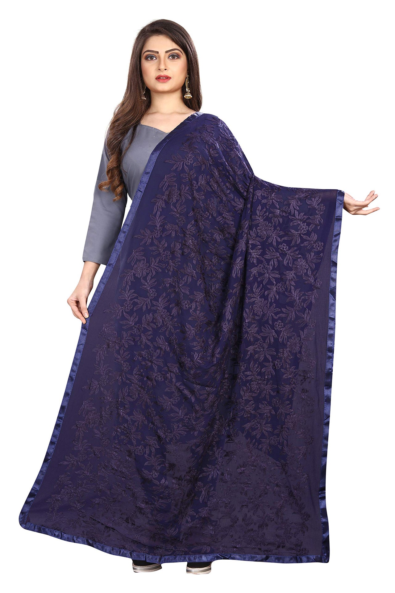 Akshar Llc Miss India Women's Chiffon Dupatta With Goodembroidery Work