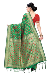 AKHILAM Women's Banarasi silk woven Design Saree with Unstitched Blouse Piece(GNG220_QL_Parent)
