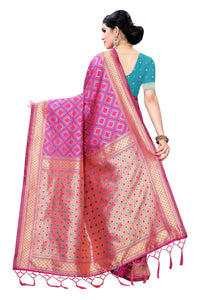 AKHILAM Women's Banarasi silk woven Design Saree with Unstitched Blouse Piece(GNG220_QL_Parent)