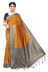 AKHILAM Women's Banarasi silk woven Design Saree with Unstitched Blouse Piece(GNG220_QL_Parent)