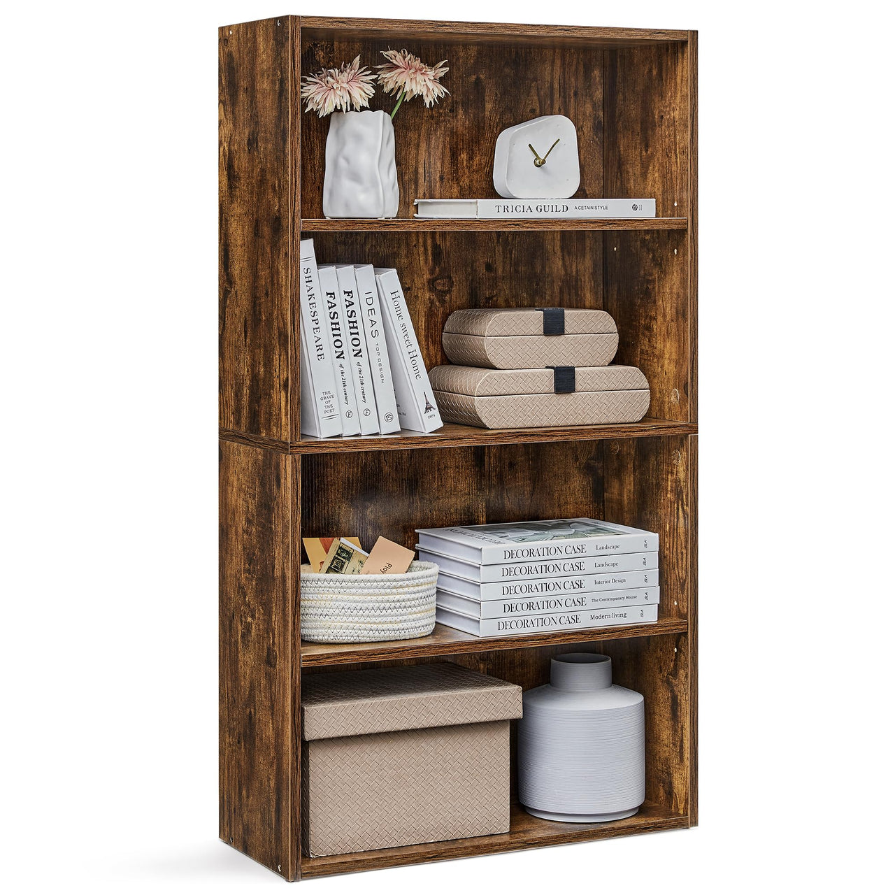 VASAGLE Bookshelf, 23.6 Inches Wide, 4-Tier Open Bookcase with Adjustable Storage Shelves, Floor Standing Unit, Cloud White ULBC164T14 1 Pack 4 Tiers (23.6"W x 42.4"H)