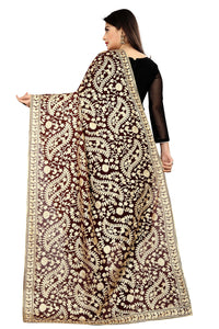 AKSHAR LLC Women's Embroidered Chiffon Dupatta