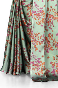 MIRCHI FASHION Women's Stylish Chiffon Floral Printed Saree with Blouse Piece