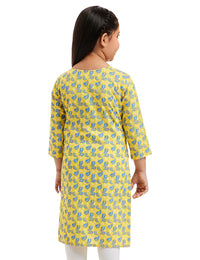 Amazon Brand - Jam & Honey Girl's Cotton Regular Short Kurti PEACH 2 2 Years-3 Years