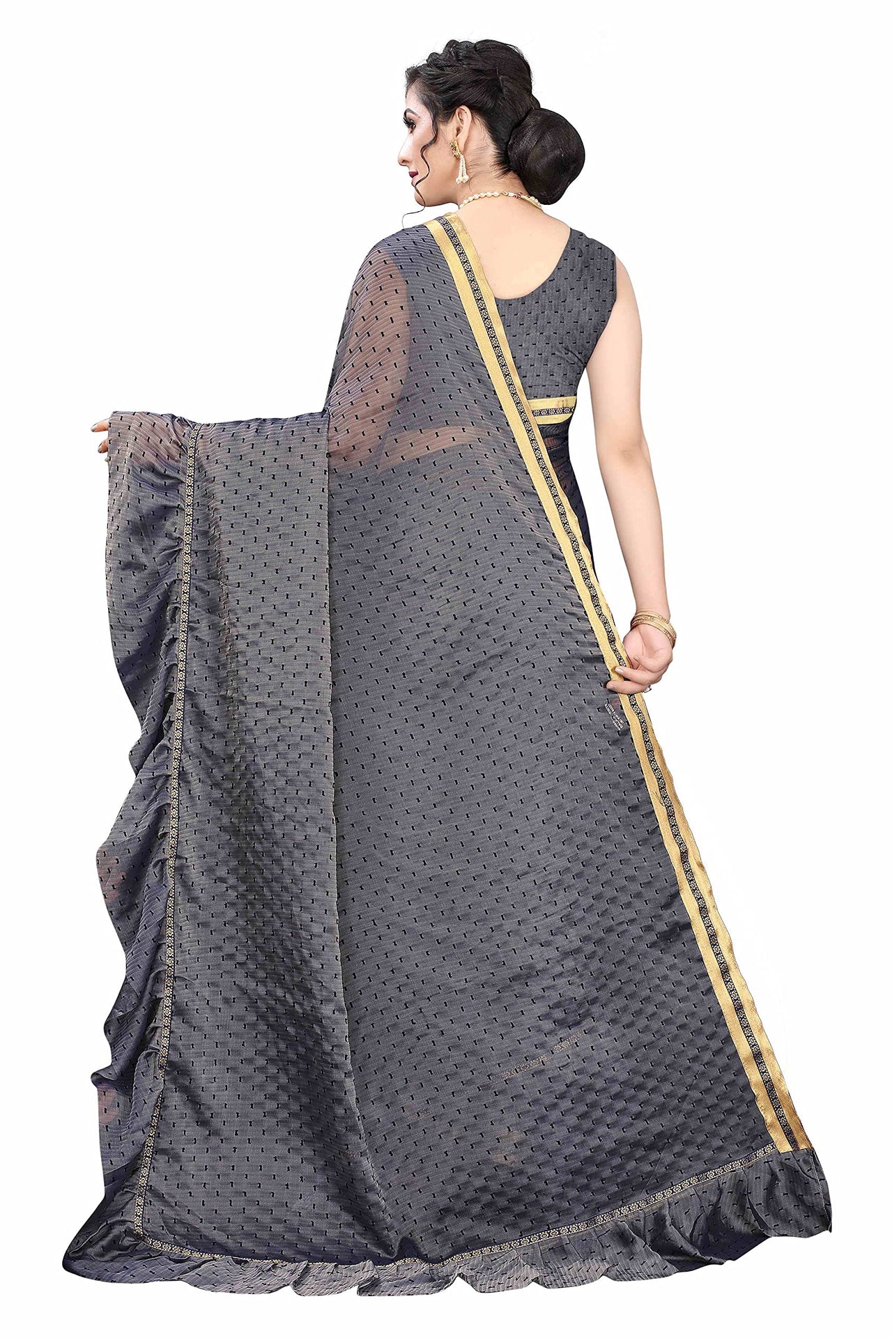 Anjaneya Sarees Women's Georgette Saree With Blouse Piece