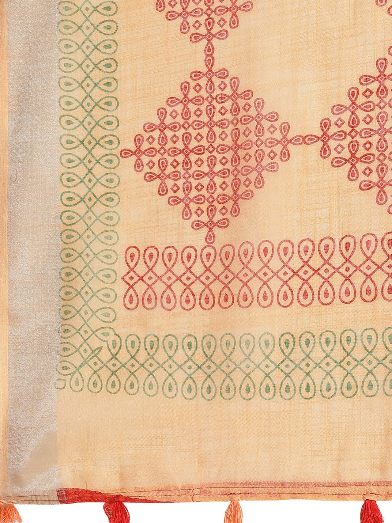 AKHILAM Women's Linen Geometric Saree With Unstitched Boluse Piece