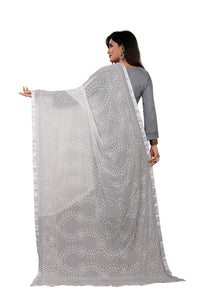 AKSHAR LLC Women's Designer Pure Chiffon Dupatta with Pure Cotton Thread Embroidery Work