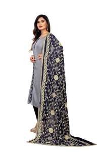 AKSHAR LLC Miss India Women's Chiffon Dupatta With Karachi Embroidery Work