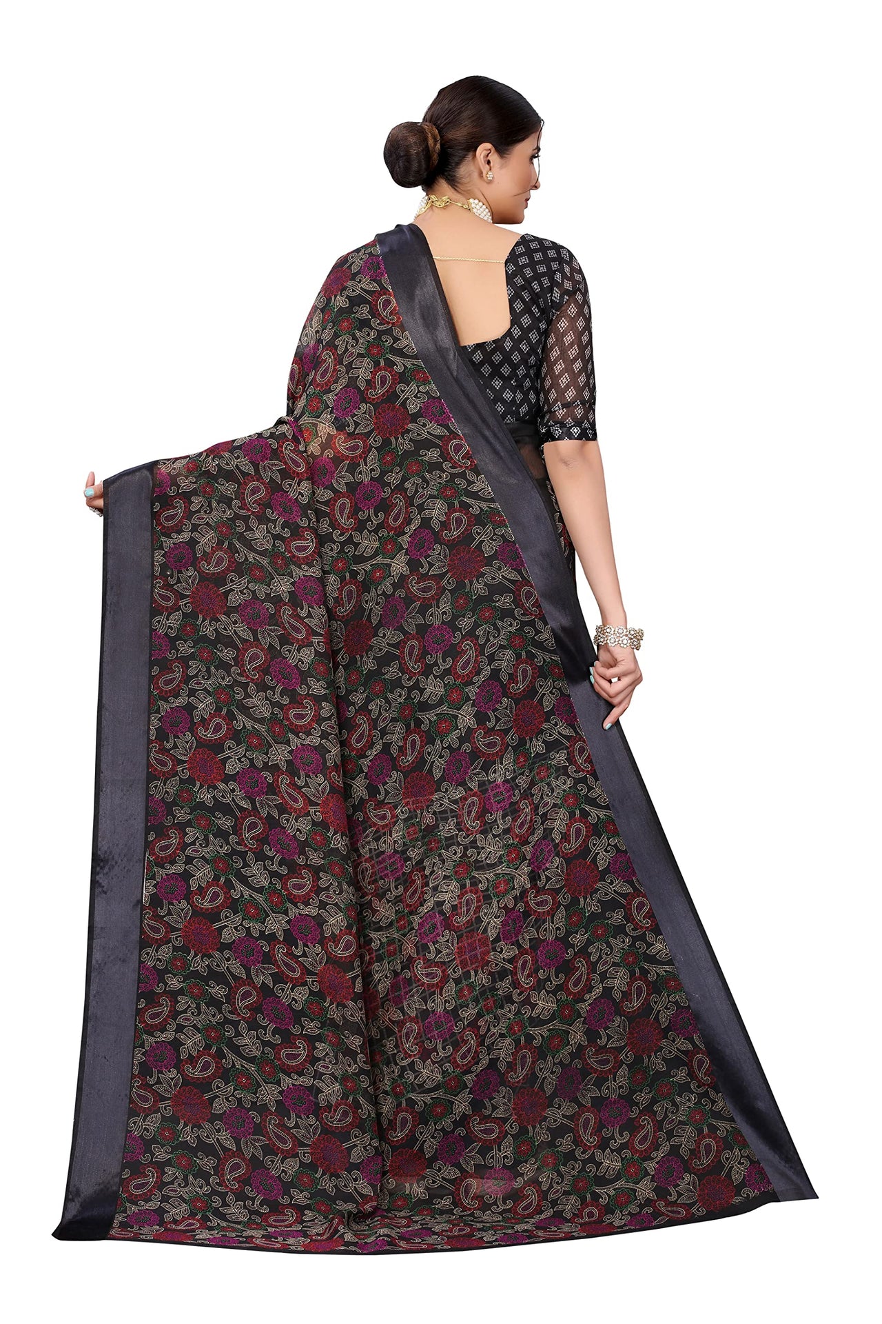 Yashika Women's Linen Saree Maroon