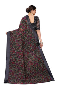 Yashika Women's Linen Saree Maroon