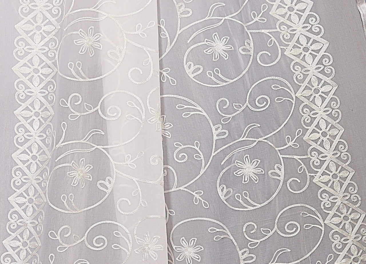 AKSHAR LLC Women's Designer Pure Chiffon Dupatta with Pure Cotton Thread Embroidery Work