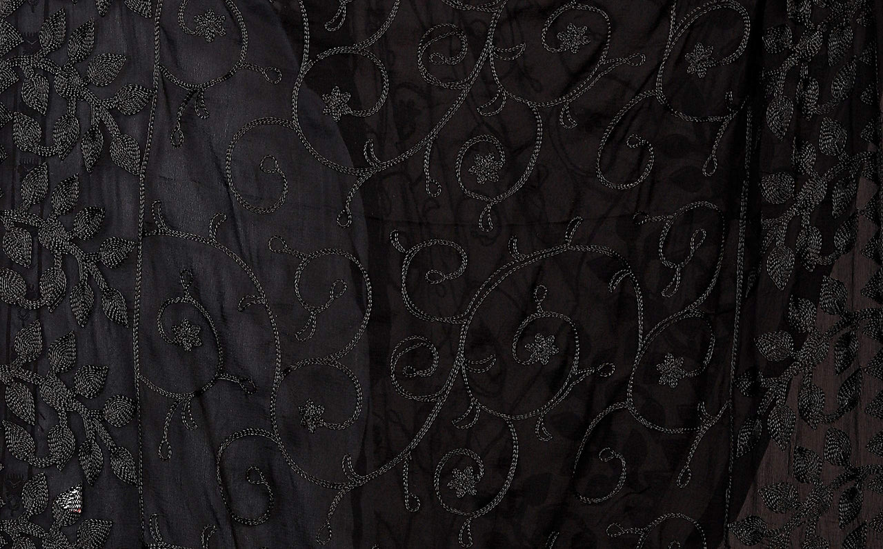 AKSHAR LLC Miss India Women's Chiffon Dupatta With Karachi Embroidery Work_2.30mtr