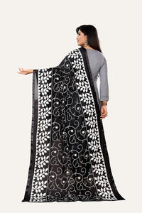 AKSHAR LLC Miss India Women's Chiffon Dupatta With Karachi Embroidery Work_2.30mtr