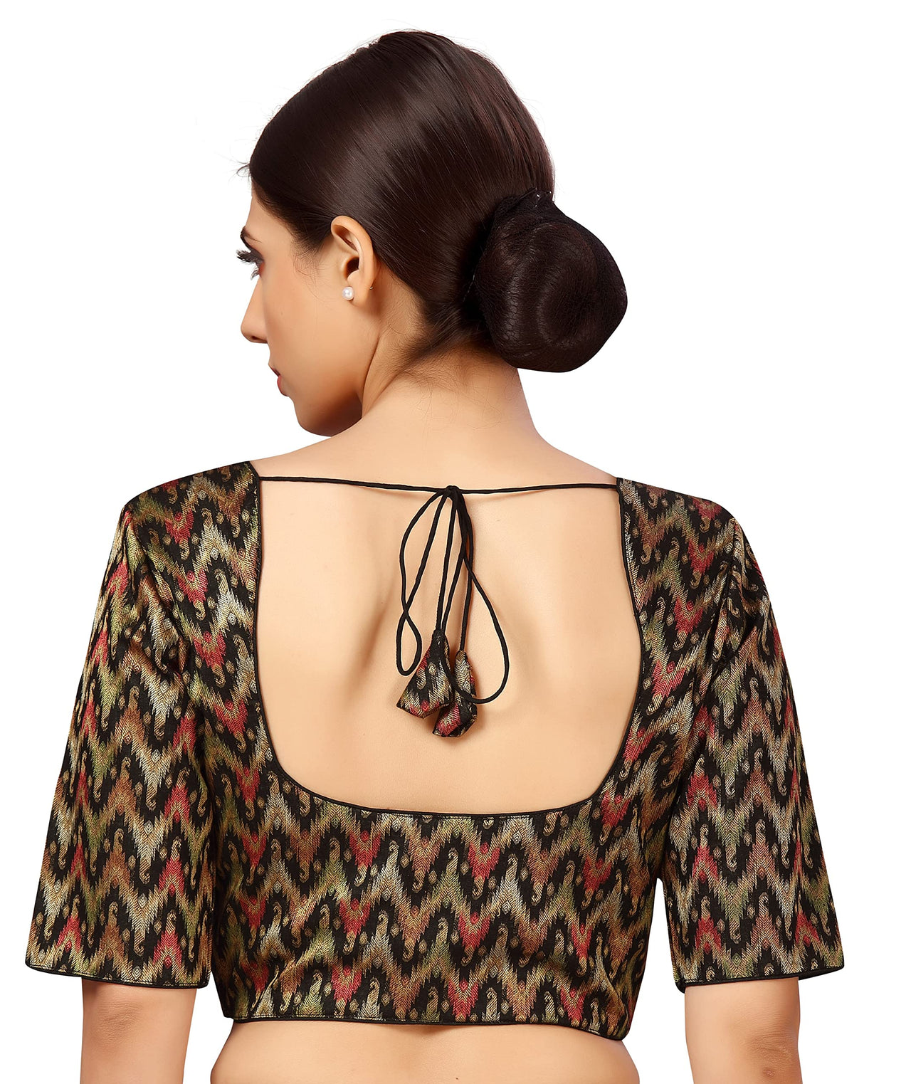 X3 Women's Viscose Elbow Length Sleeves Soft Brocade Padded Saree Blouse