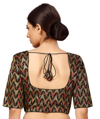 X3 Women's Viscose Elbow Length Sleeves Soft Brocade Padded Saree Blouse