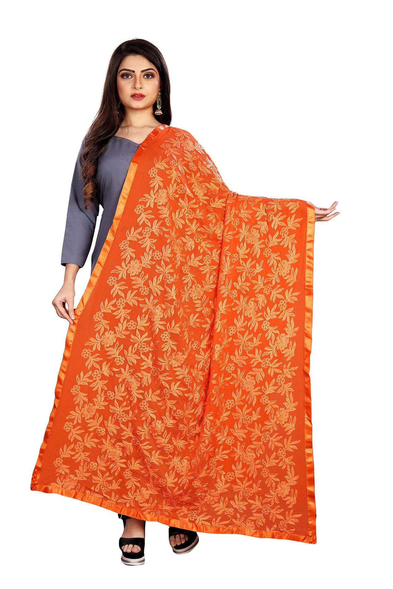 Akshar Llc Miss India Women's Chiffon Dupatta With Goodembroidery Work