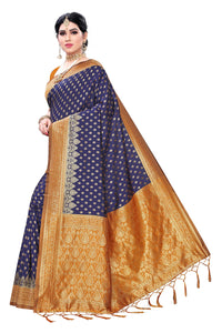 AKHILAM Women's Banarasi silk woven Design Saree with Unstitched Blouse Piece(GNG220_QL_Parent)