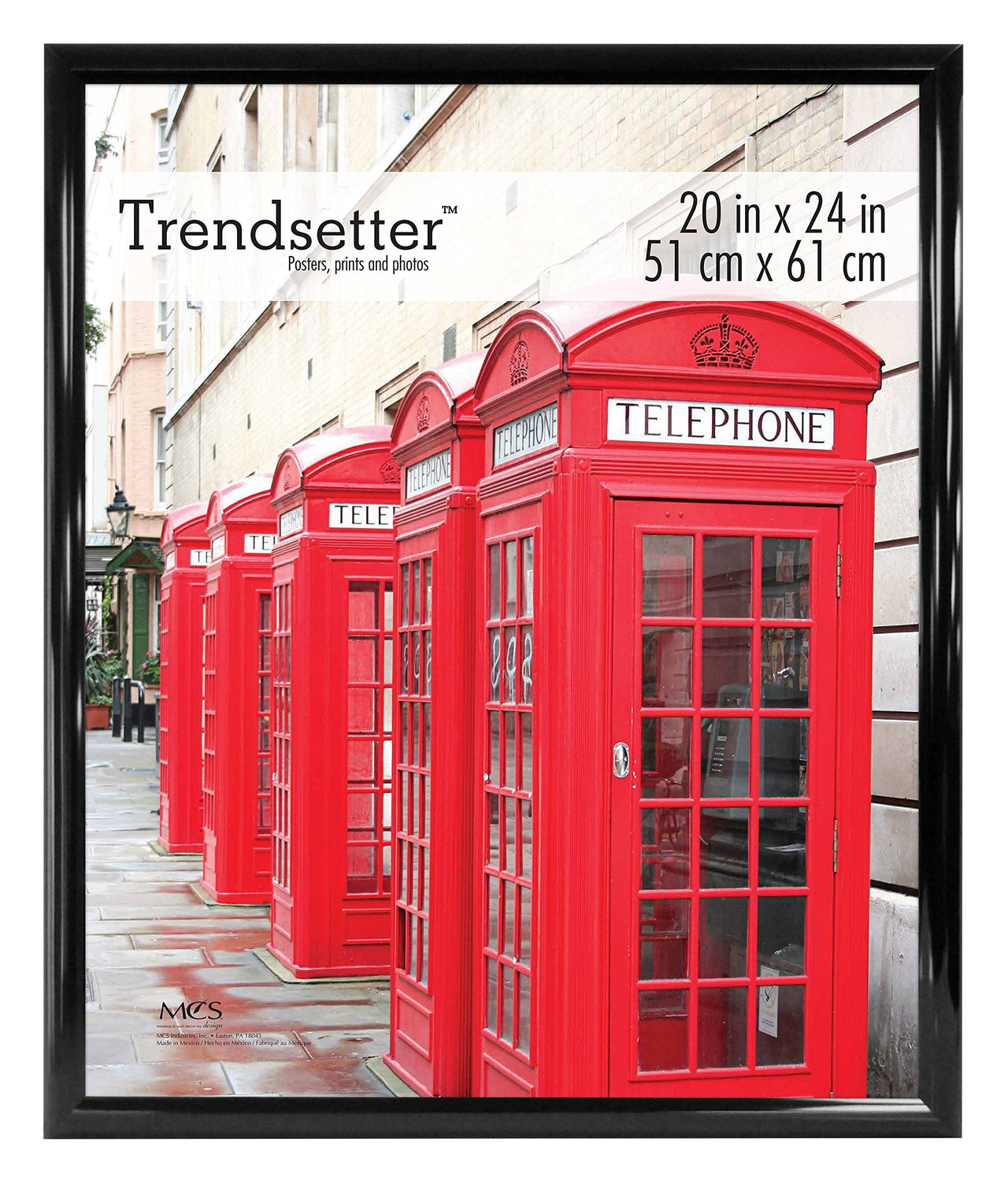 MCS Trendsetter 20x28 Poster Frame Black High-Gloss, Vertical & Horizontal Wall Hanging Large Picture Frame for Photos, Posters & Art Prints (1-Pack) 20 x 28 in Single