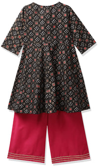 Bitiya By Bhama Girl's Cotton Blend Kurta & Palazzo