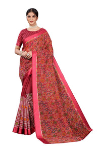 Yashika Women's Linen Saree Maroon