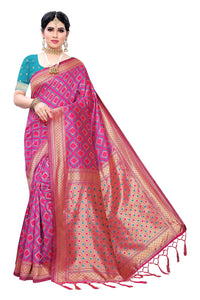 AKHILAM Women's Banarasi silk woven Design Saree with Unstitched Blouse Piece(GNG220_QL_Parent)
