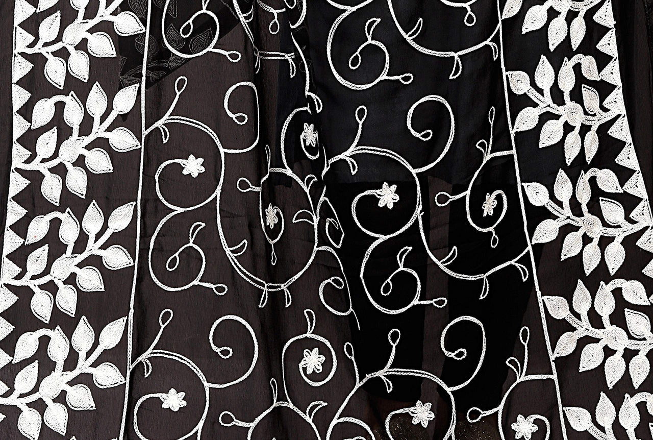 AKSHAR LLC Miss India Women's Chiffon Dupatta With Karachi Embroidery Work_2.30mtr