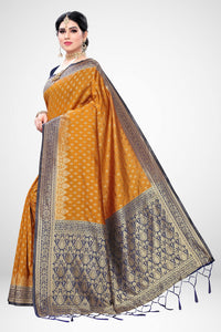 AKHILAM Women's Banarasi silk woven Design Saree with Unstitched Blouse Piece(GNG220_QL_Parent)