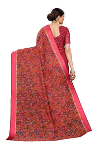 Yashika Women's Linen Saree Maroon