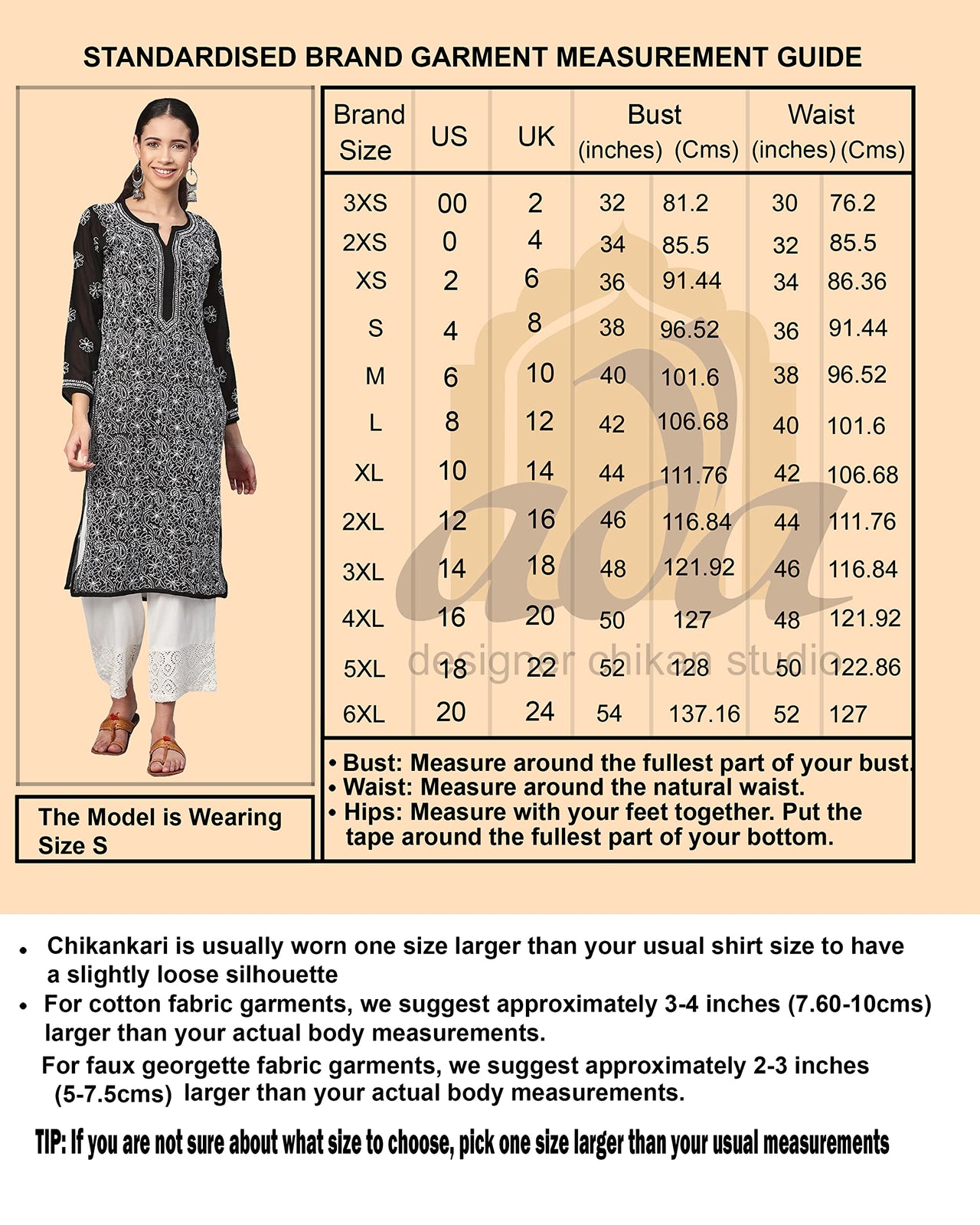 Ada Hand Embroidered Women's Georgette Lucknowi Chikankari Kurta with Slip A90397 White
