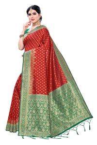 AKHILAM Women's Banarasi silk woven Design Saree with Unstitched Blouse Piece(GNG220_QL_Parent)