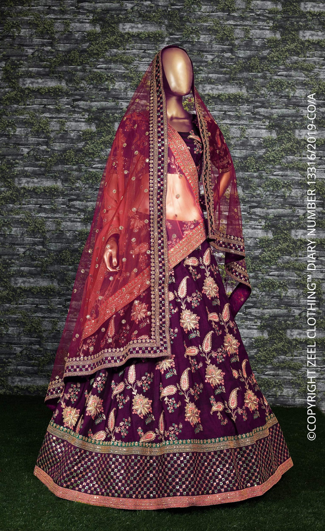 Zeel Clothing Women's Silk Semi-Stitched Lehenga Choli (7034-Wedding-Bridal-Latest-New; Free)