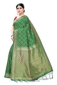 AKHILAM Women's Banarasi silk woven Design Saree with Unstitched Blouse Piece(GNG220_QL_Parent)