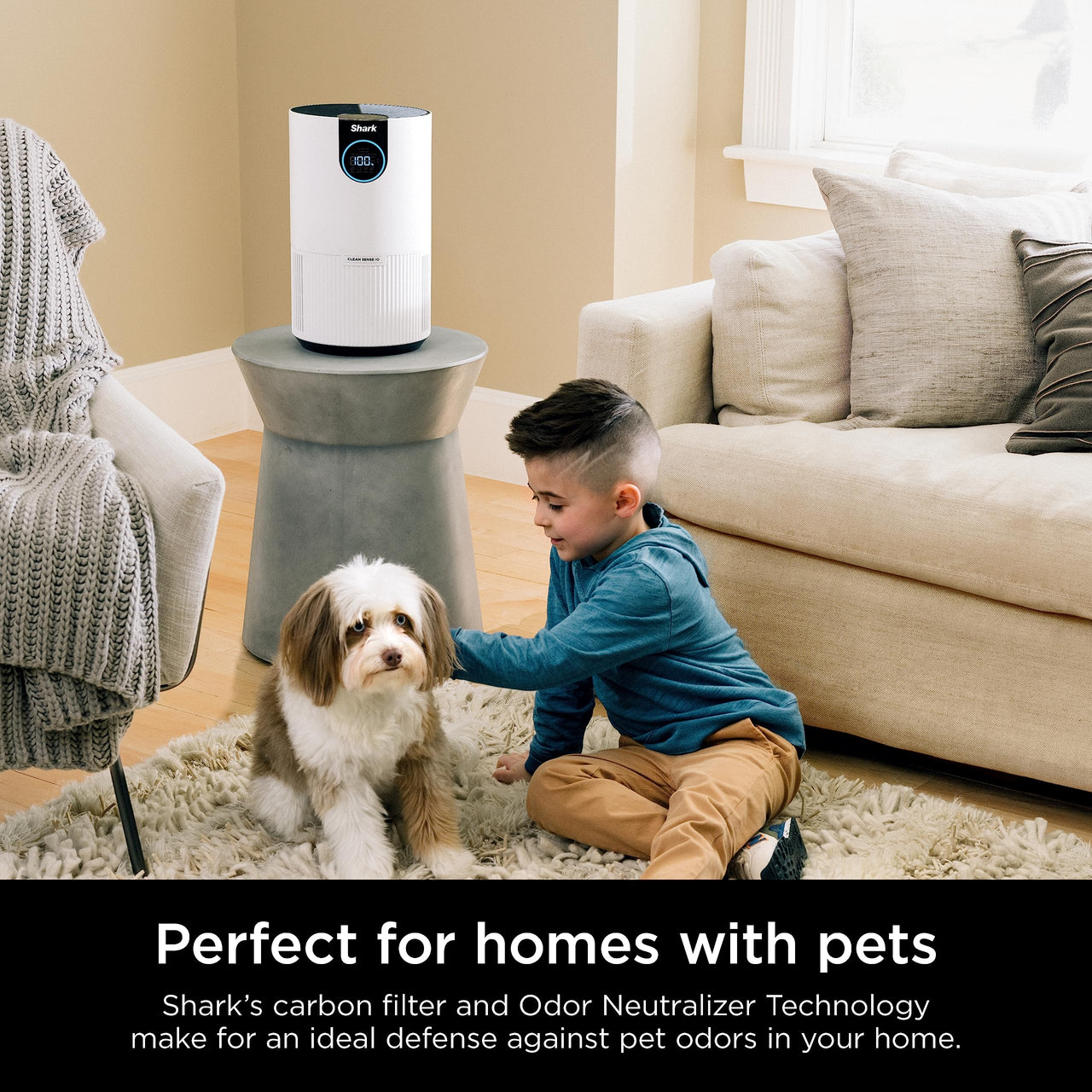Shark Air Purifier for Home, Office, and Bedroom, Clean Sense Technology, HEPA Air Filter, 1200 Sq Ft, Captures 99.98% of Particles, Pet Dander, Pollutants, Dust, Smoke, Allergens & Smells, HP202 Black 1200 Sq. Ft.