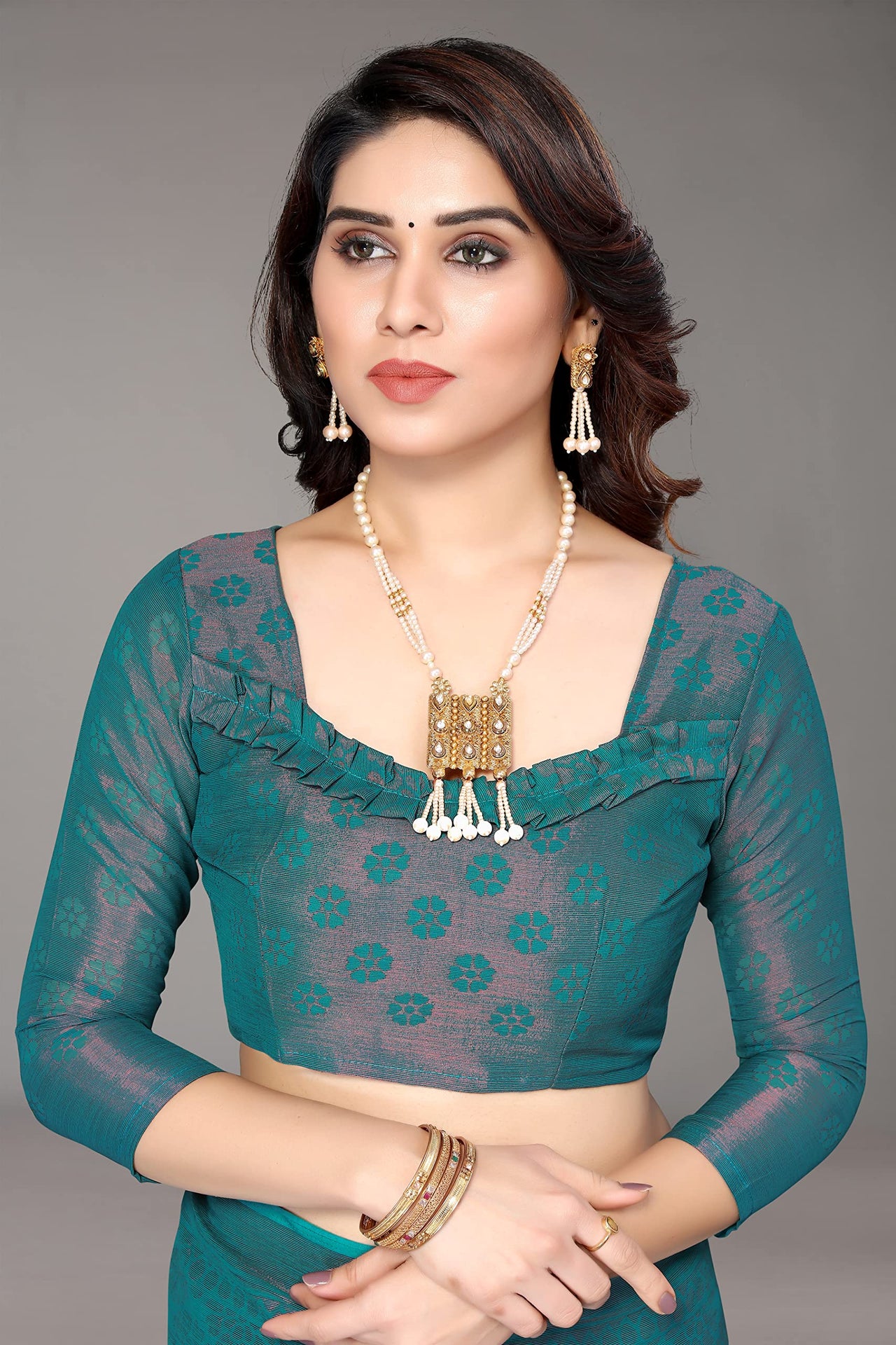 Winza Designer Women's Chiffon Brasso Printed Saree with Blouse Piece (WDP Brasso Malini W)