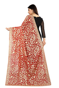 AKSHAR LLC Women's Embroidered Chiffon Dupatta
