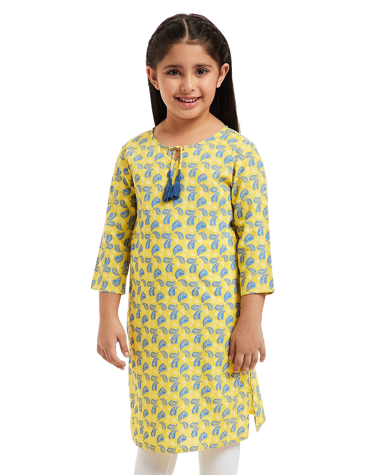 Amazon Brand - Jam & Honey Girl's Cotton Regular Short Kurti PEACH 2 2 Years-3 Years